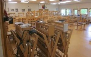 The weaving studio had so many looms, all ready for students!